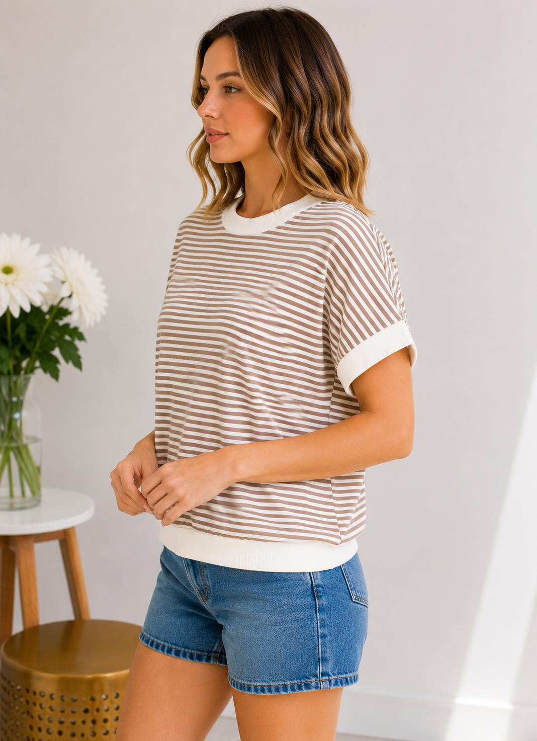 Mocha Morning Stripe Top