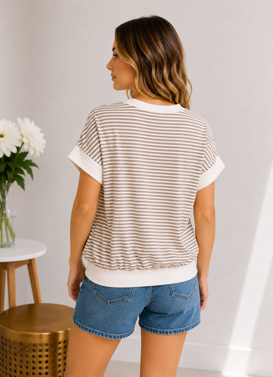 Mocha Morning Stripe Top