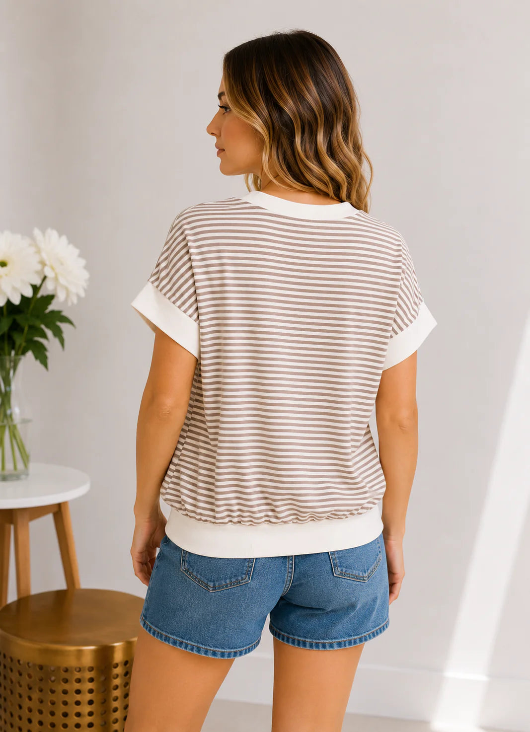 Mocha morning Striped Top