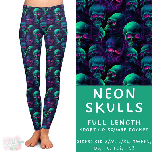Neon Skulls Full Length Leggings - 384