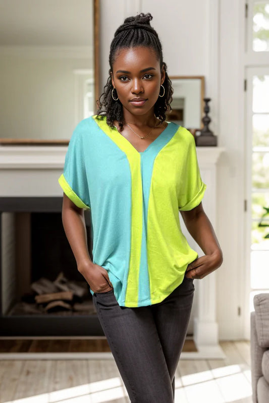 Neon-Centric Short Sleeve Top