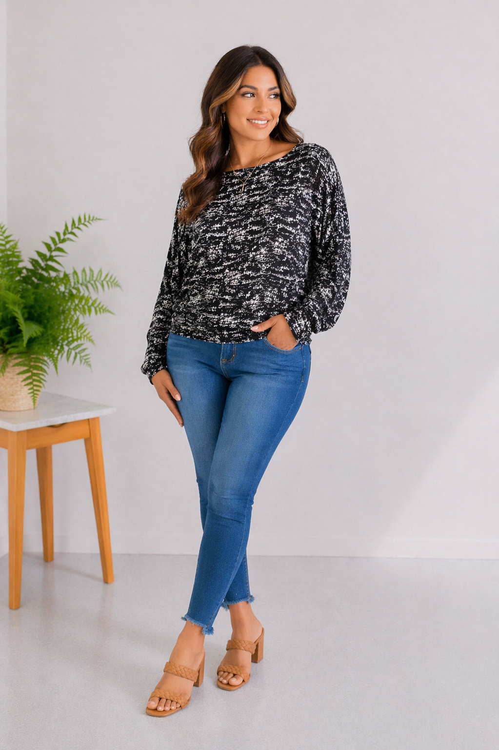 Salt & Pepper Long Sleeve Dolman
