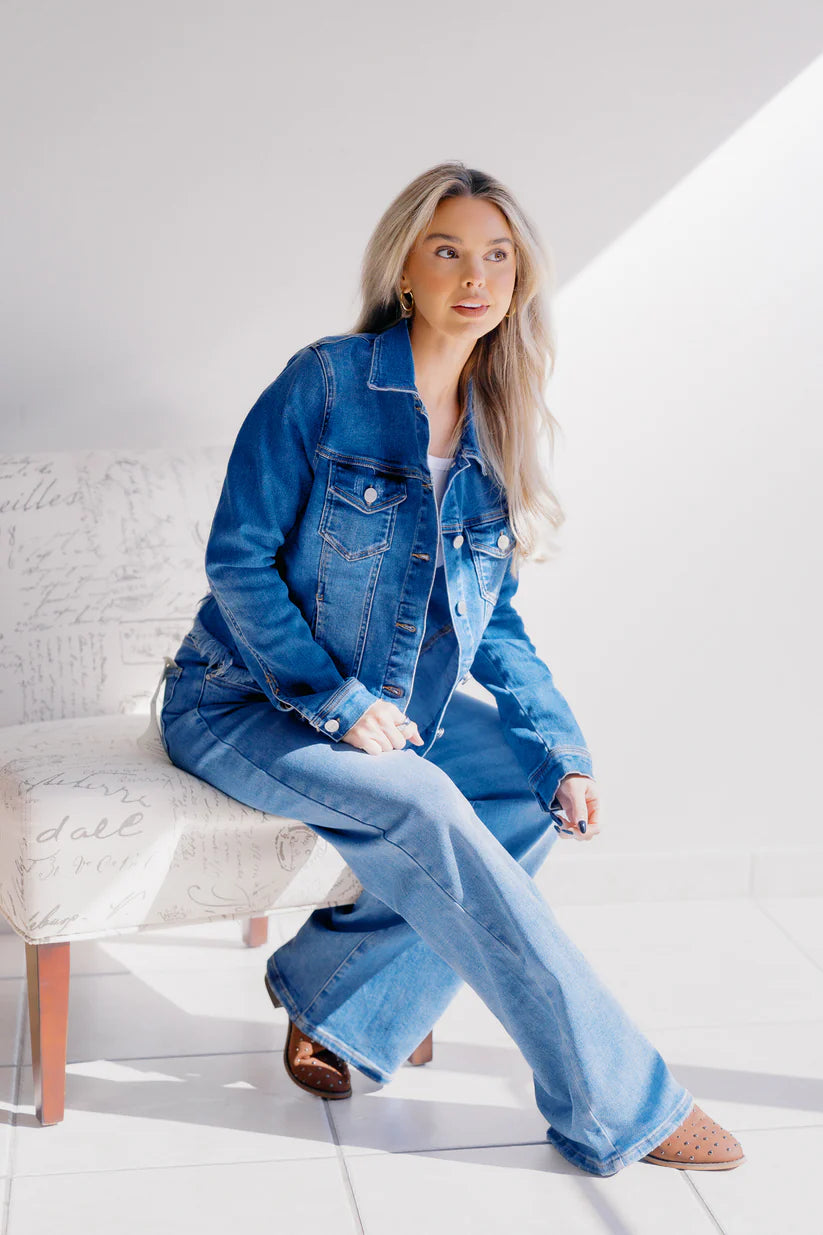 Sea Spray Frayed Risen Denim Jacket