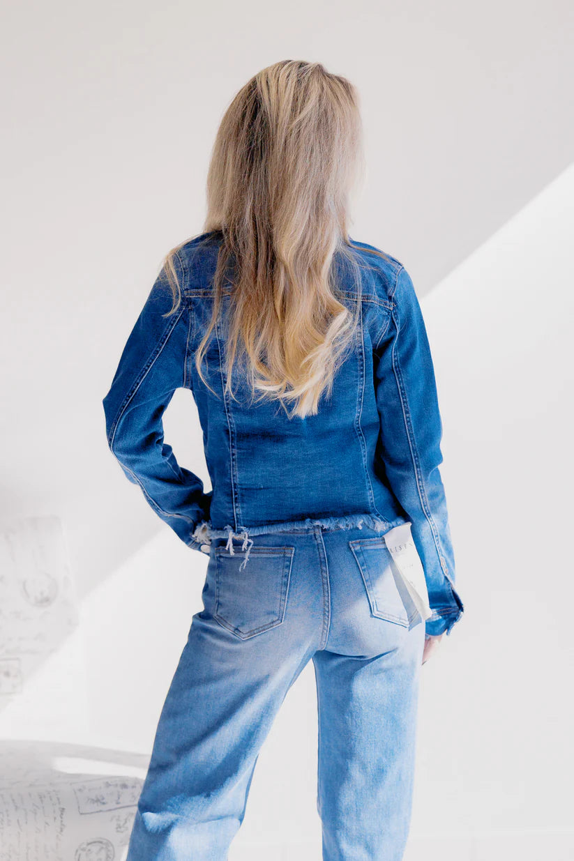 Sea Spray Frayed Risen Denim Jacket