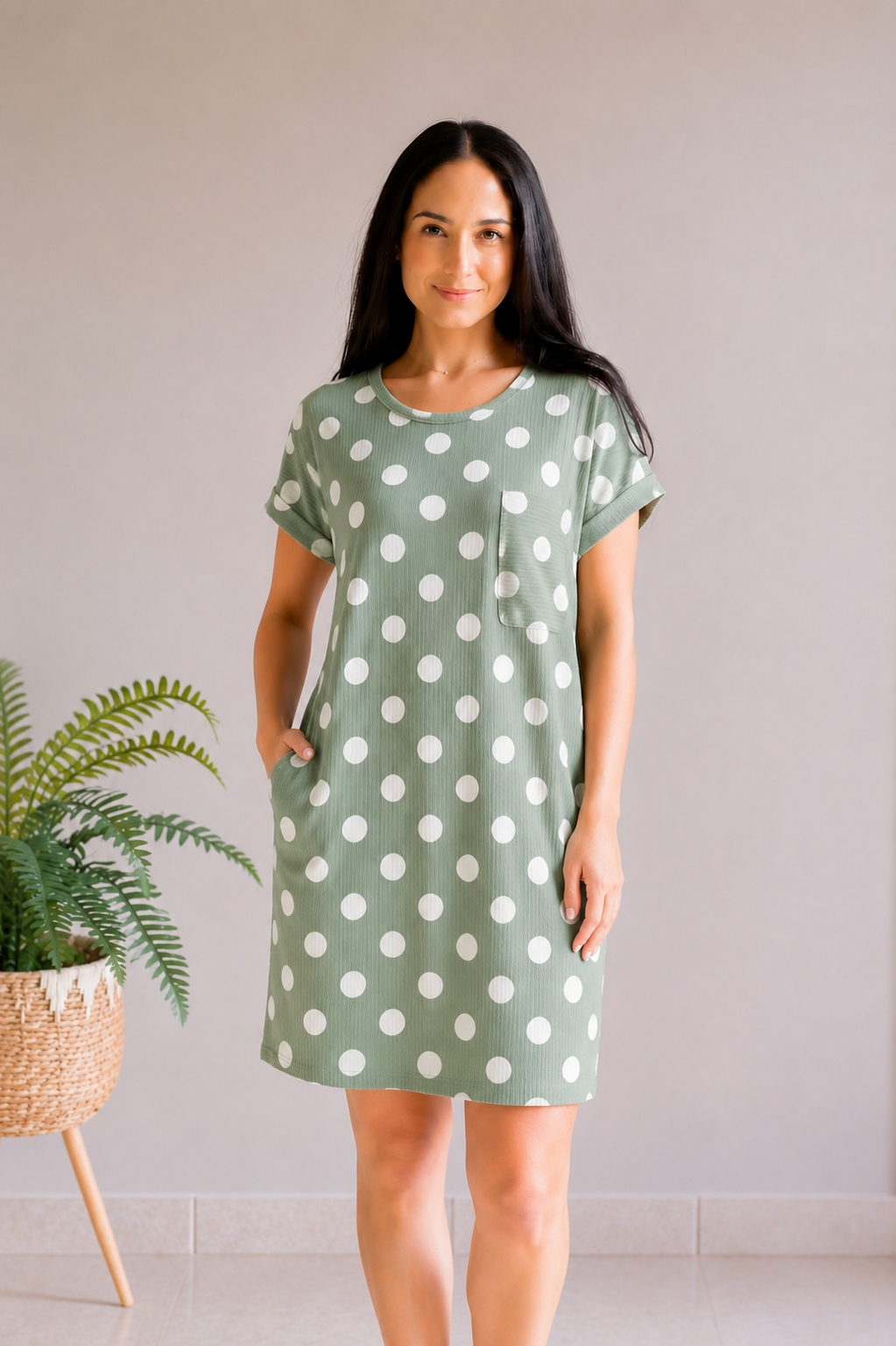 Sweet Sage Polka Dot Dress