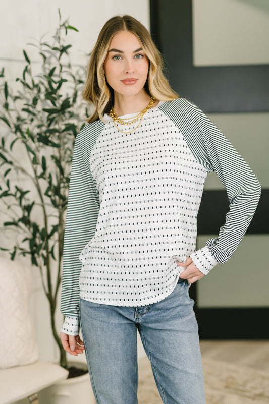 That's What I Like Raglan Patchwork Long Sleeve Top