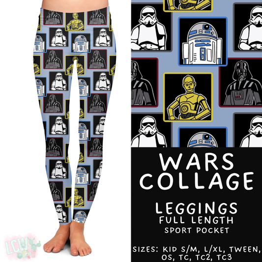 Wars Collage -  Leggings Adults & Kids - PREORDER Batch #485 - ETA Early April