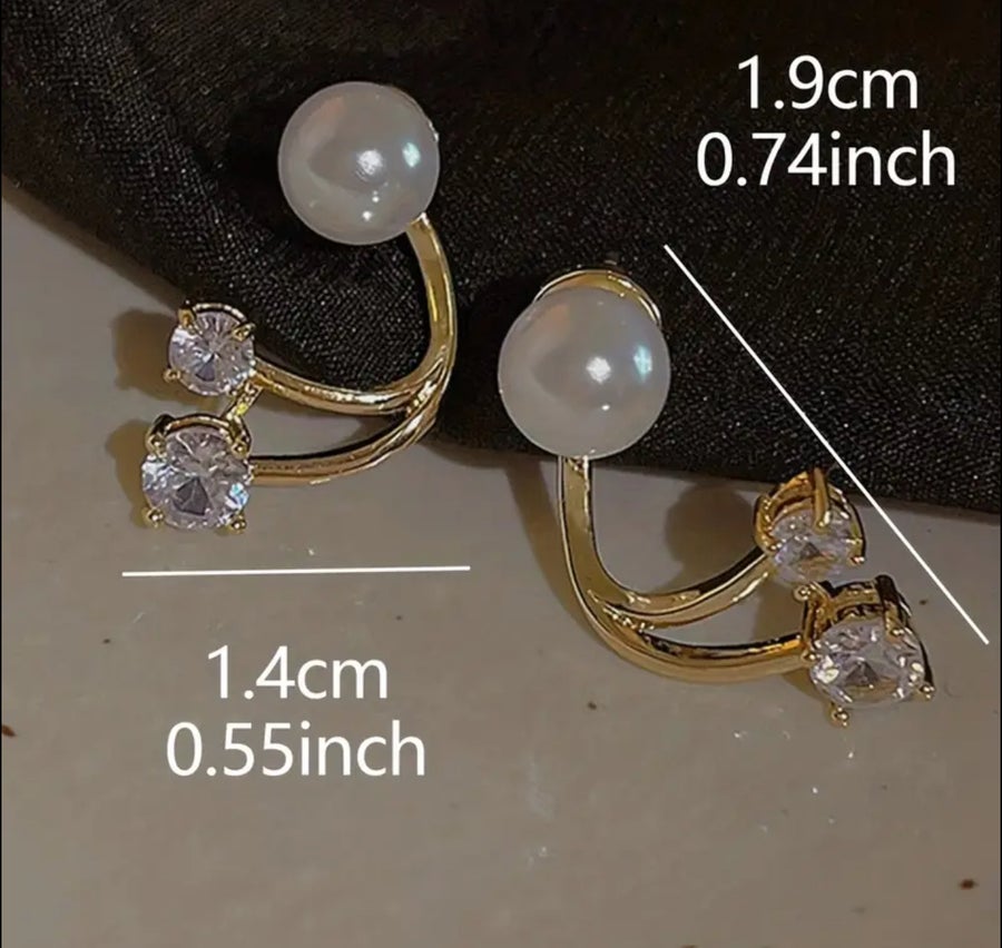 Faux Pearl Rhinestone Earrings