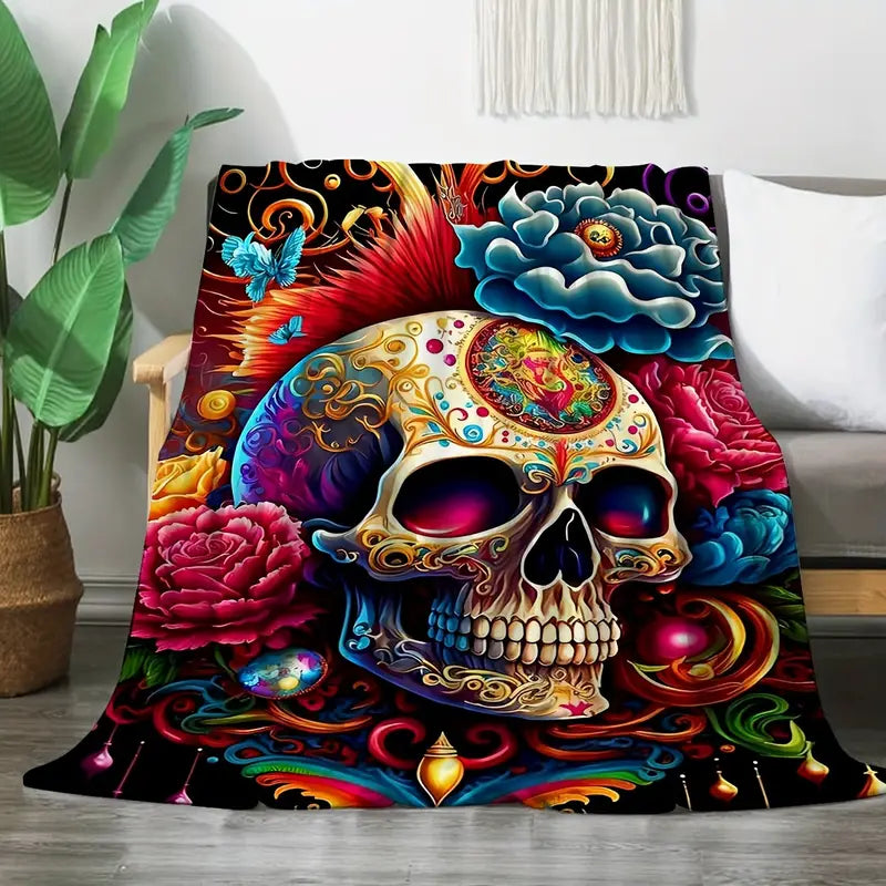 Mohawk Skull Fleece Blanket