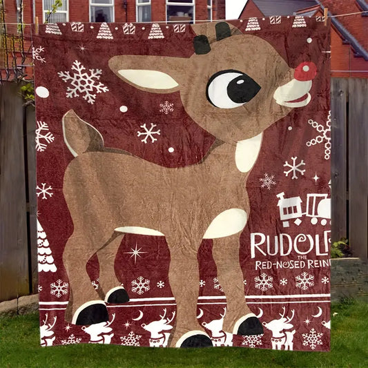 Happy Reindeer Fleece Blanket