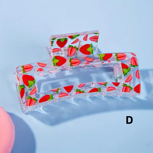 Rectangular Strawberry Hair Clip