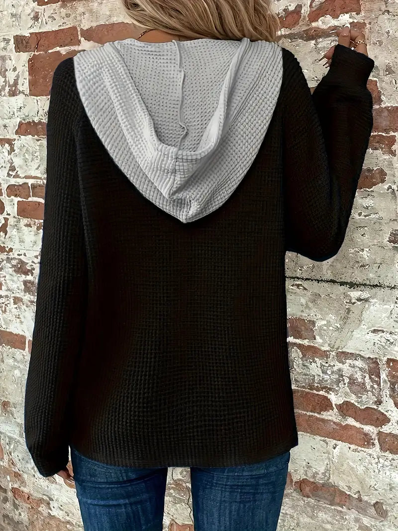 Knitted Black and Gray Hoodie