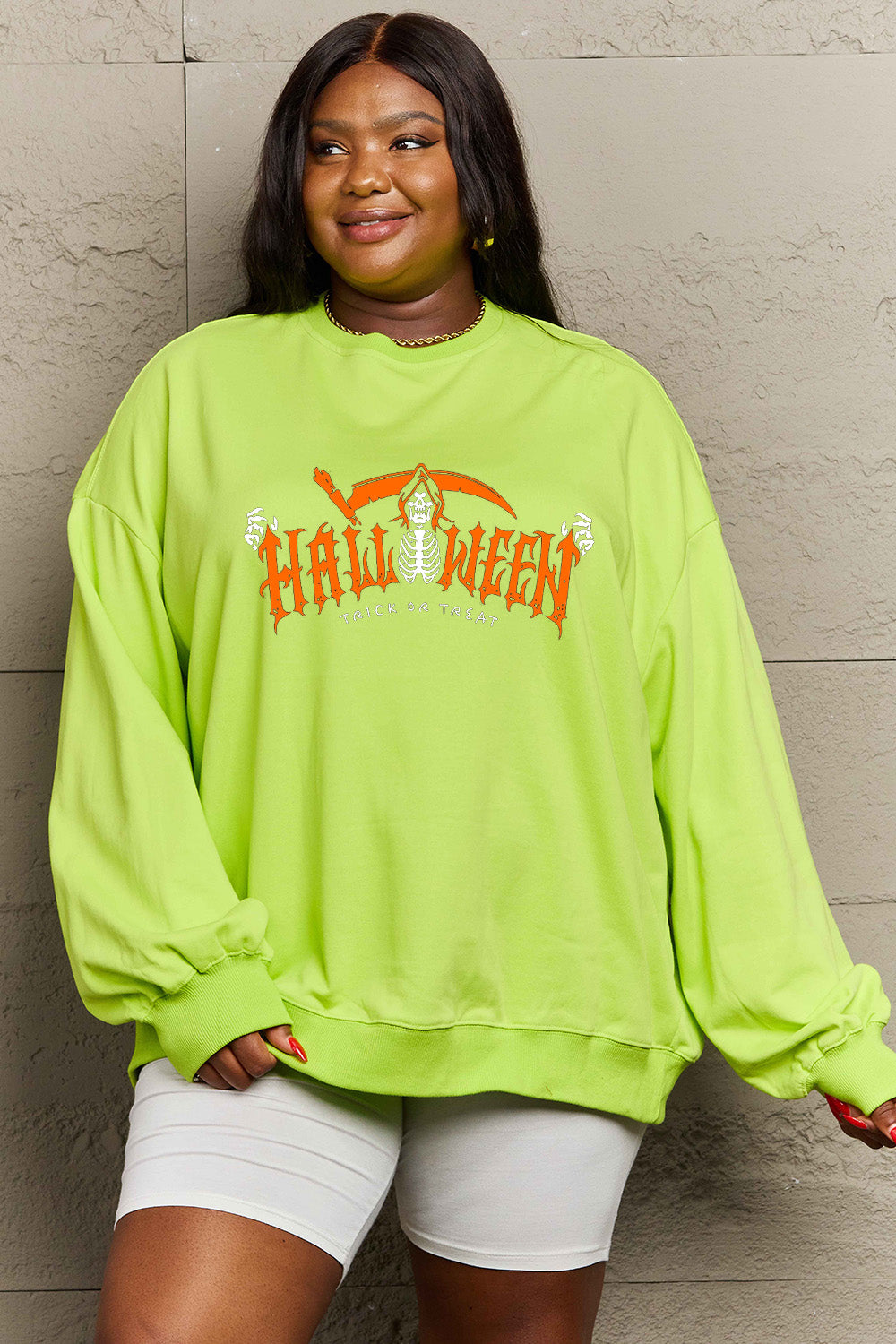 Simply Love Full Size HALLOWEEN TRICK OR TREAT Graphic Sweatshirt