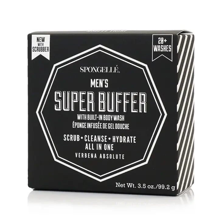 Men's Super Spongelle Buffer 20+ Washes! With Dual-Sided Black Scrubber PREORDER