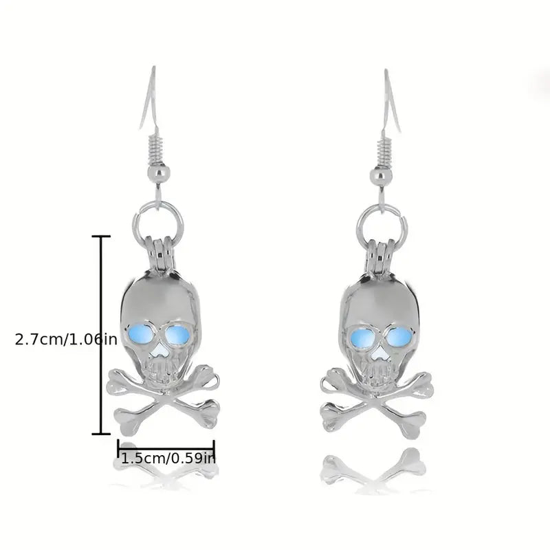 Mystery Color Luminous Skull Cross Bones Earrings