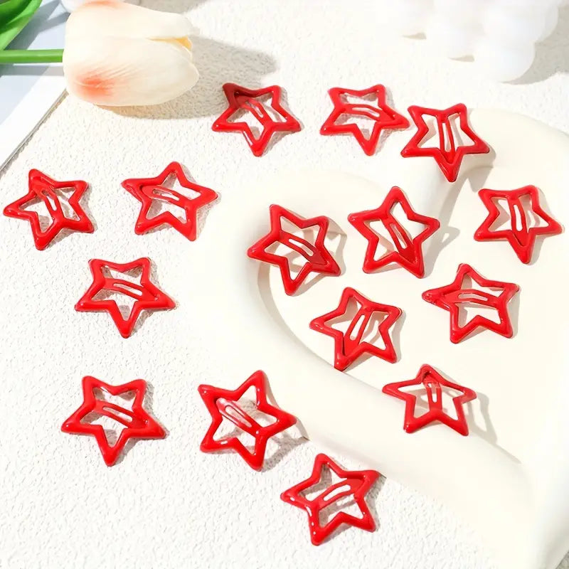 Red Star Hair Clips 11 Pack