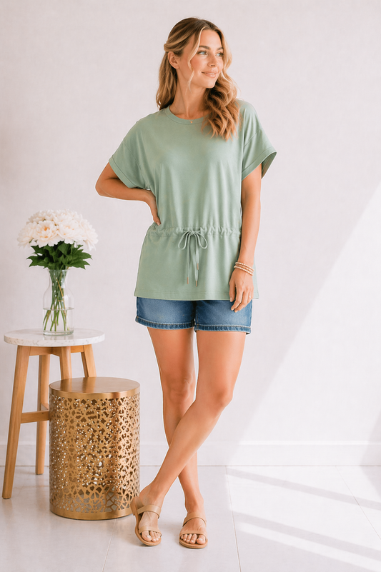 Sage Ease Drawstring Top