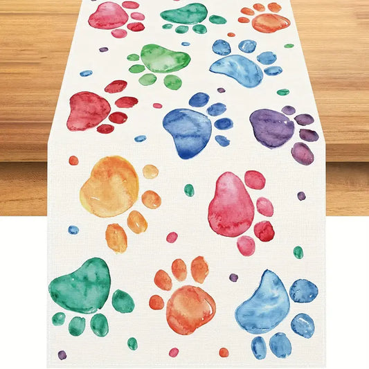 Rainbow Paw Print Table Runner