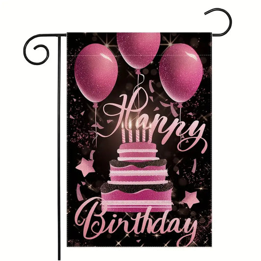 Pink Happy Birthday Garden Flag