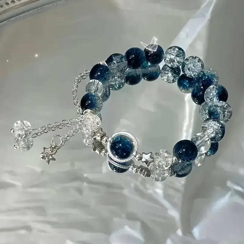 Navy Glass Bead Bracelet