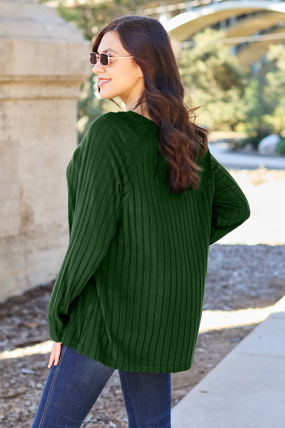 BF Doorbuster! 5 Colors! Basic Bae Full Size Ribbed Round Neck Long Sleeve Knit Top