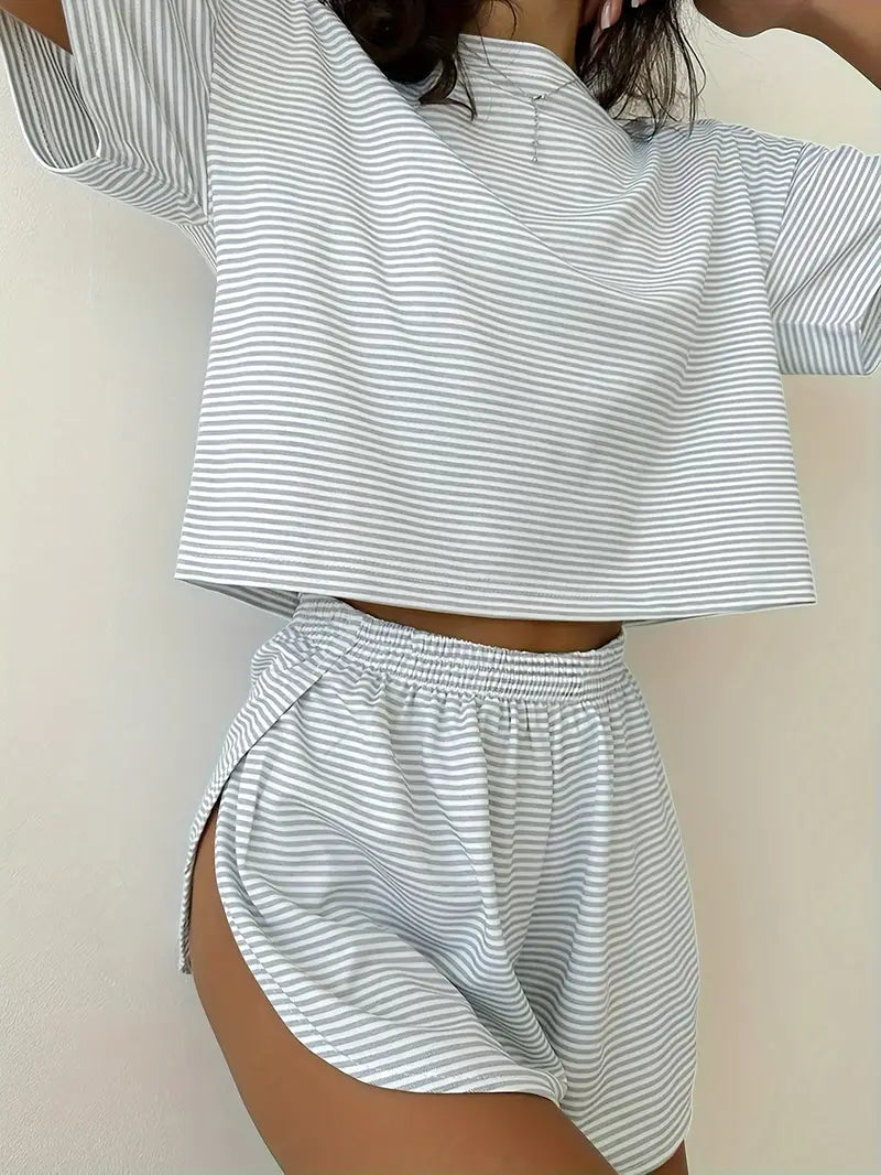 Striped Shorts Lounge Set - 3 Color Options!