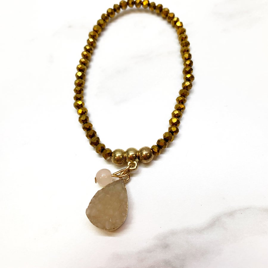 Gold Faux Druzy Stretch Bracelet