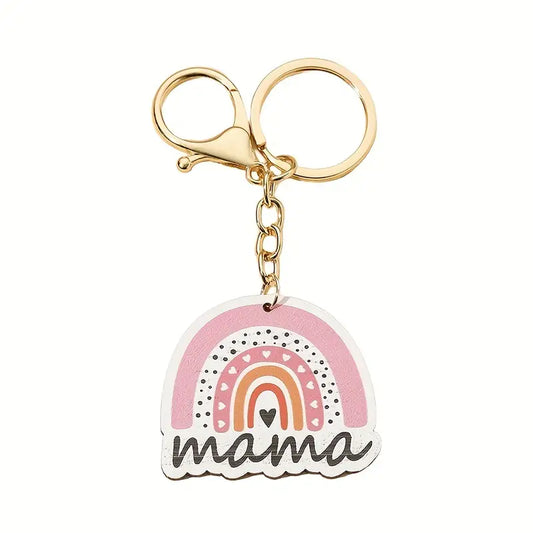 Mama Heart Rainbow Keychain