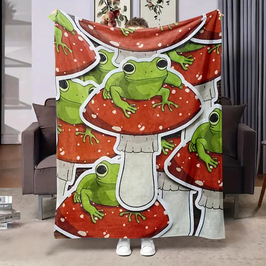 Frog Mushroom Fleece Blanket