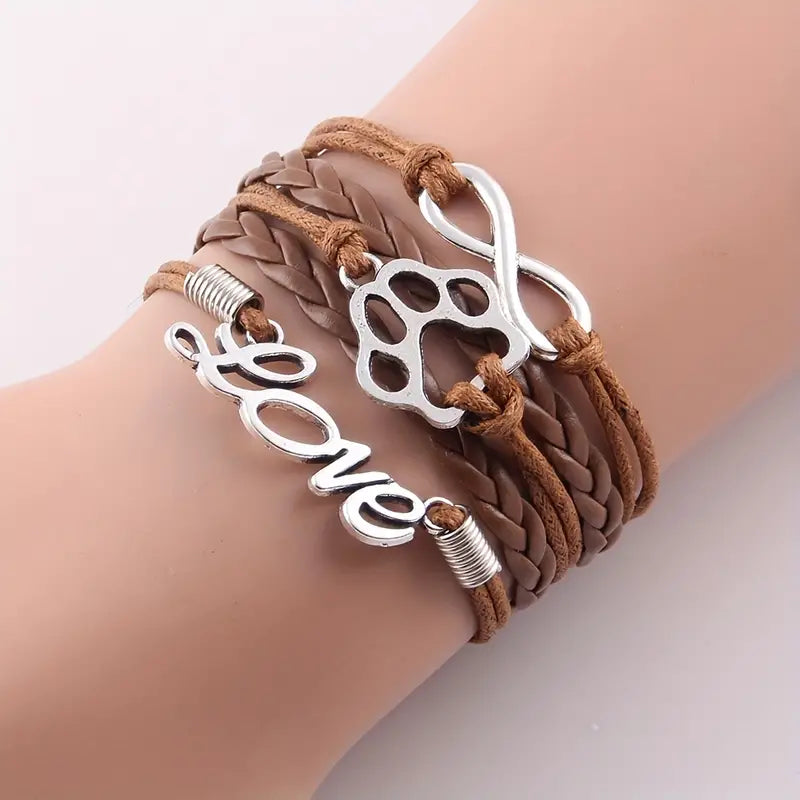 Love Paw Print Braided Bracelet - 5 Color Options!