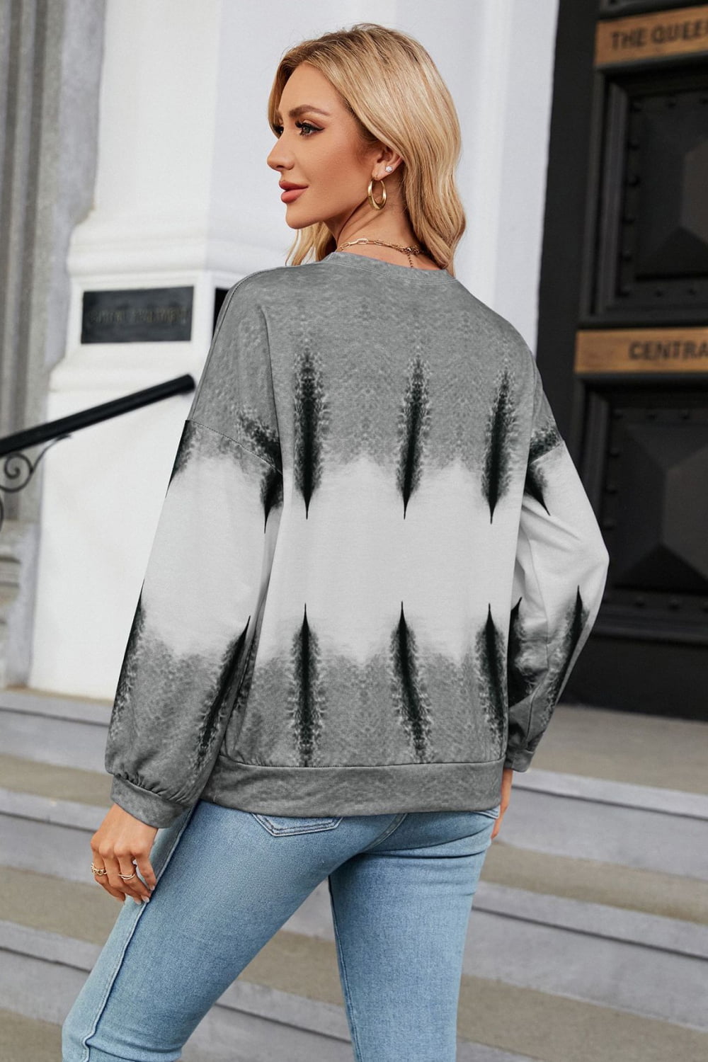 7 colors! Gradient Round Neck Long Sleeve Sweatshirt