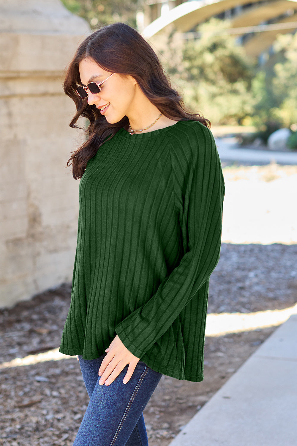 BF Doorbuster! 5 Colors! Basic Bae Full Size Ribbed Round Neck Long Sleeve Knit Top