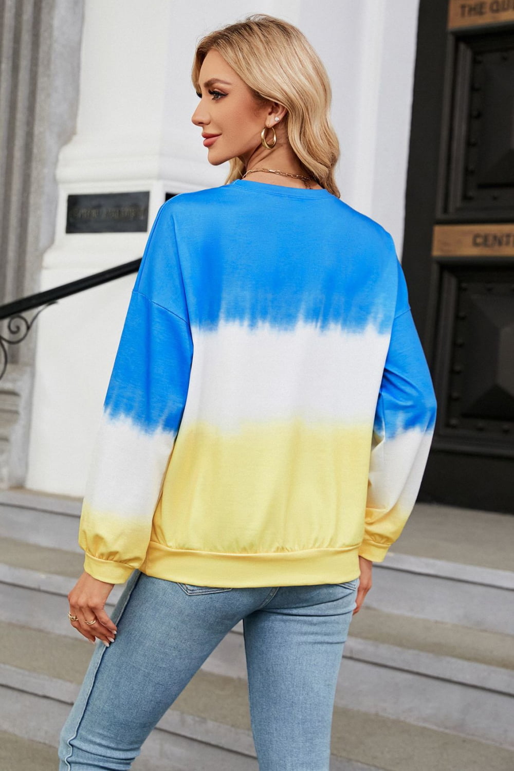 7 colors! Gradient Round Neck Long Sleeve Sweatshirt