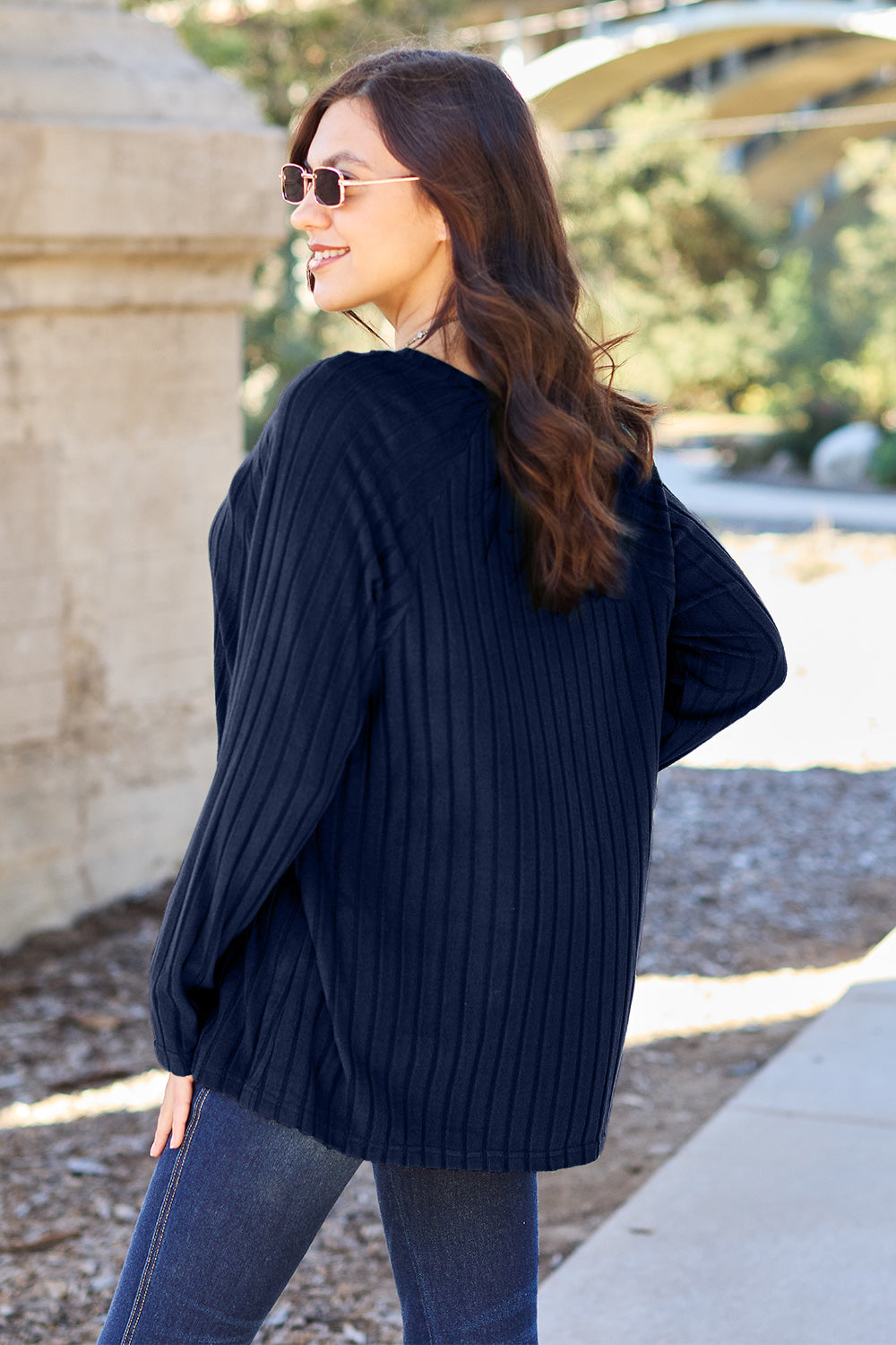 BF Doorbuster! 5 Colors! Basic Bae Full Size Ribbed Round Neck Long Sleeve Knit Top