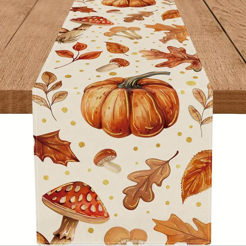 Fall Pumpkin Mushroom Table Runner