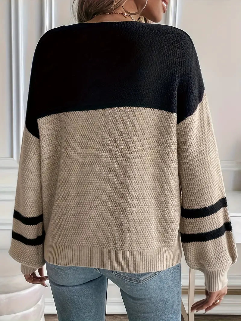 Close Knit Black and Tan Sweater