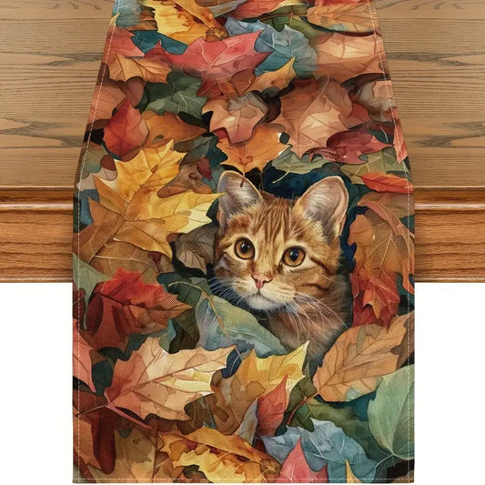 Fall Leaves Kitty Table Runner