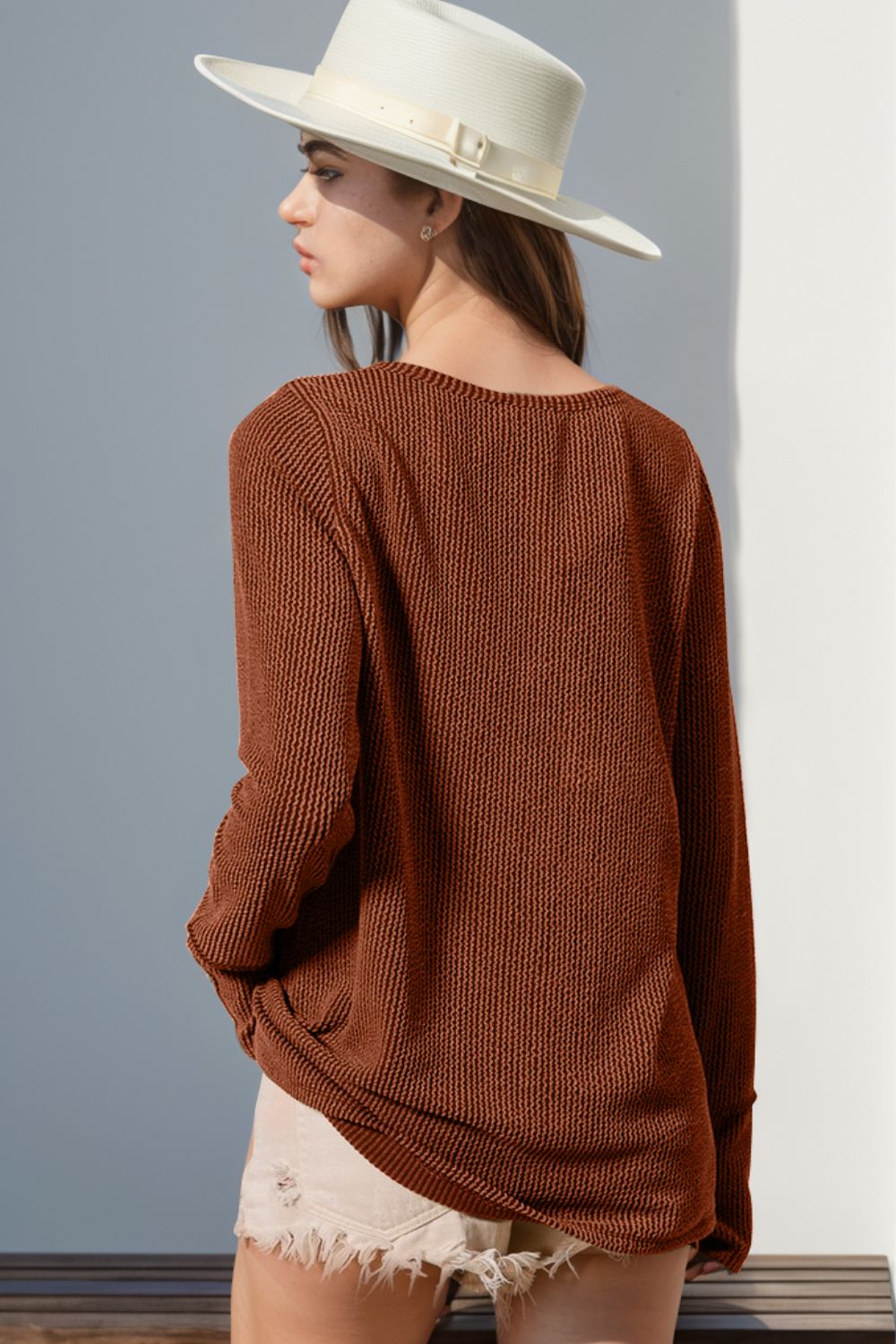 DOORBUSTER Double Take Full Size Notched Thumbhole Long Sleeve T-Shirt
