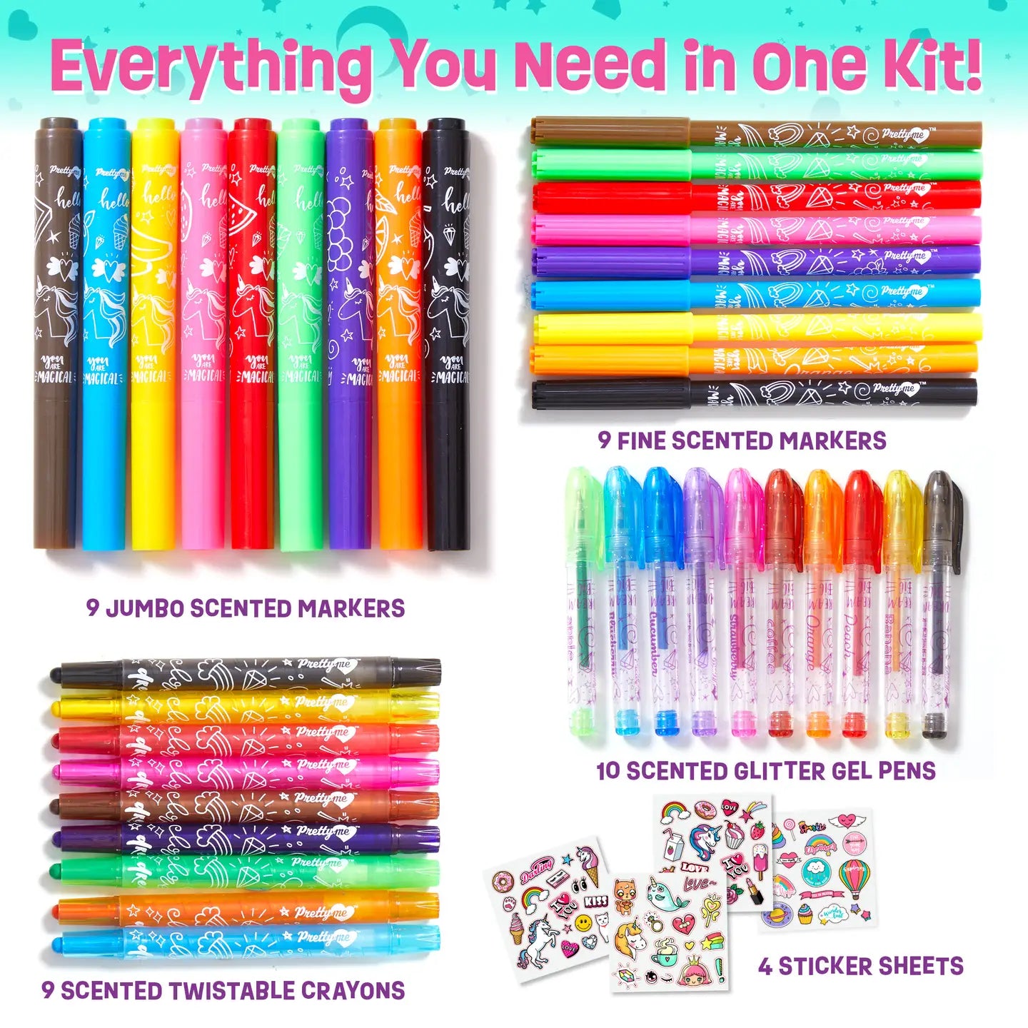 Unicorn Scented Art Supplies Kit For Kids