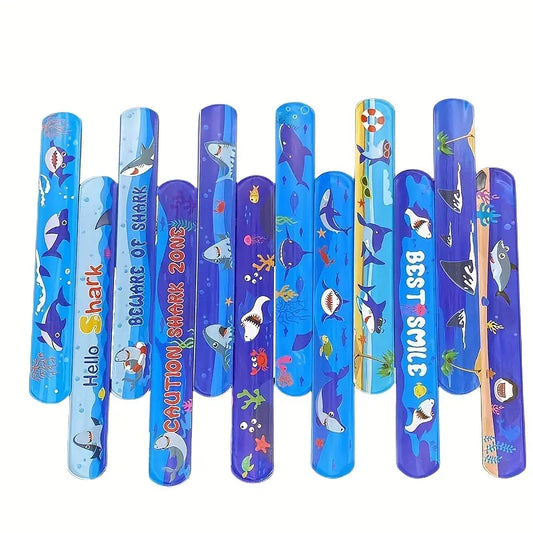 12 Pc Shark Slap Bracelet