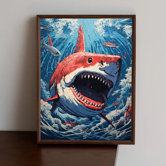 Red Great White Shark Diamond Art