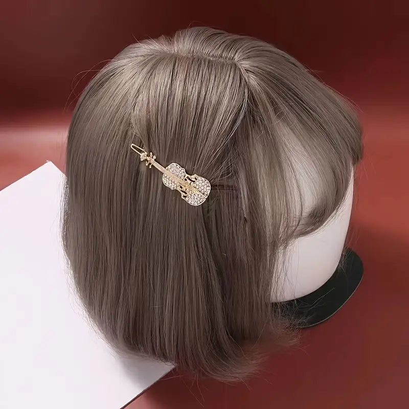 Rhinestone Violin Hair Clip