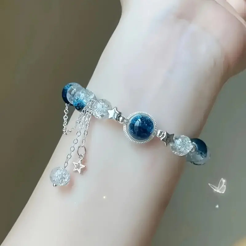 Navy Glass Bead Bracelet