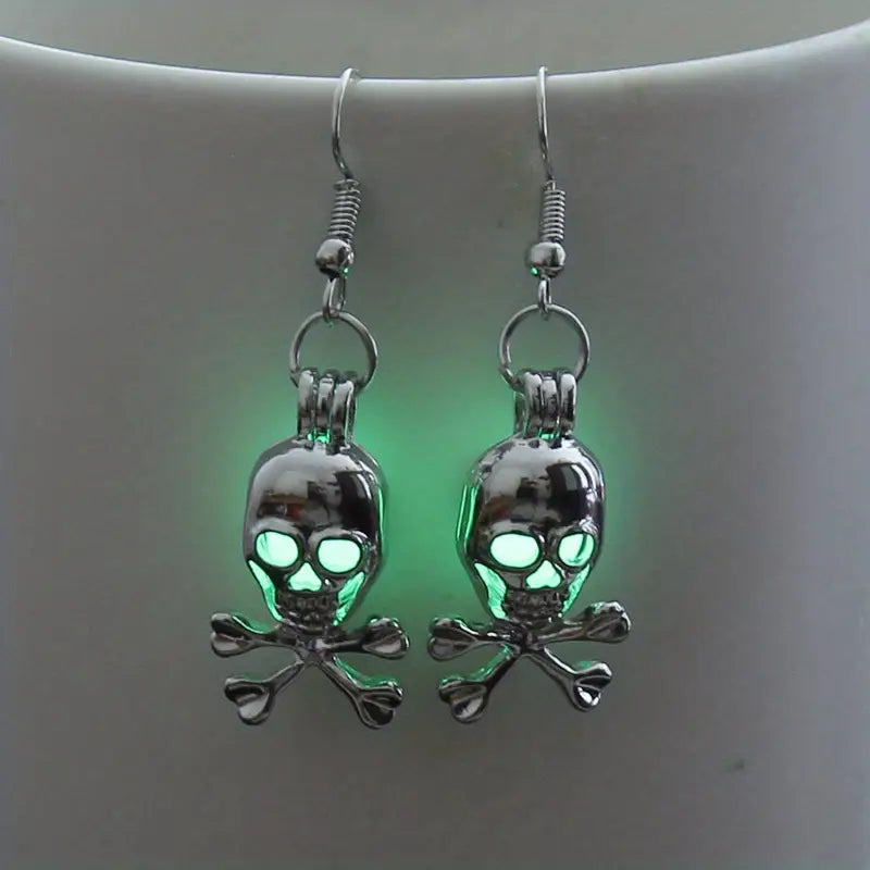 Mystery Color Luminous Skull Cross Bones Earrings