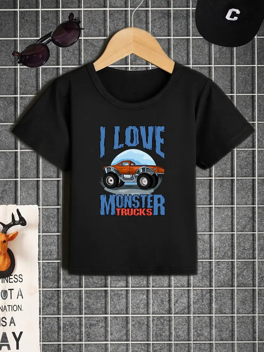 I Love Monster Trucks Kids Top