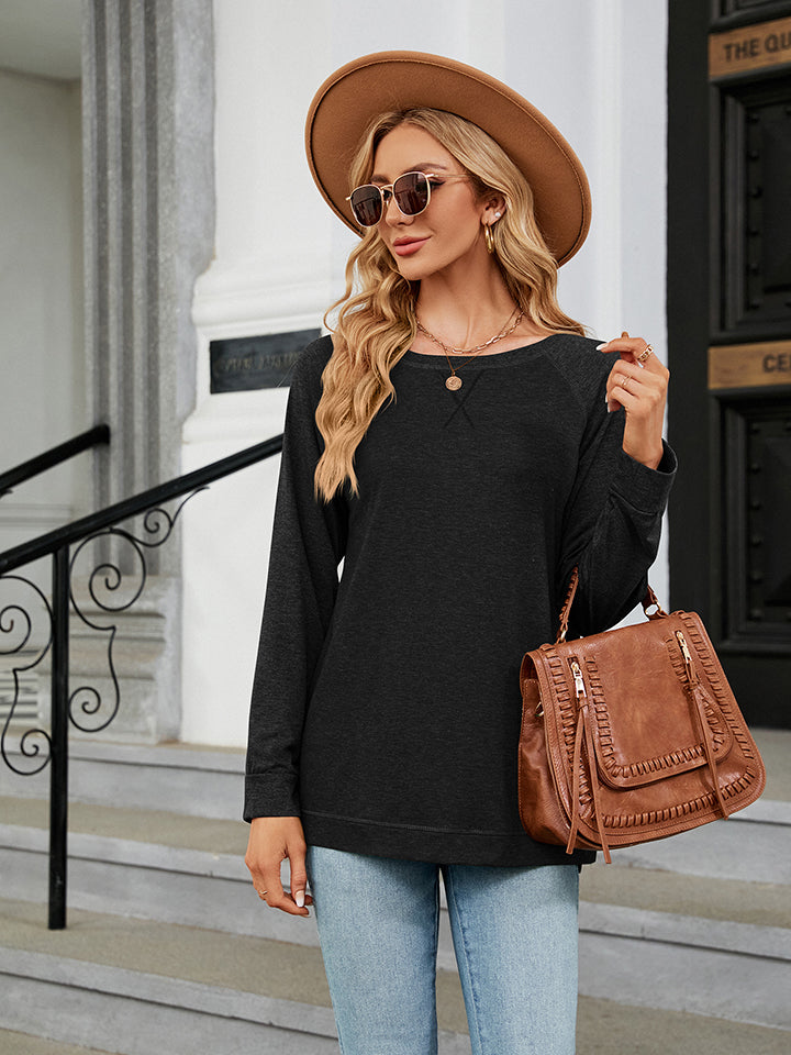 6 colors! Round Neck Long Sleeve T-Shirt