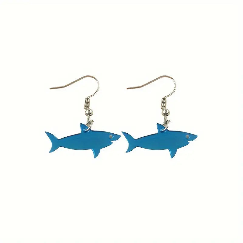 Blue Acrylic Shark Earrings