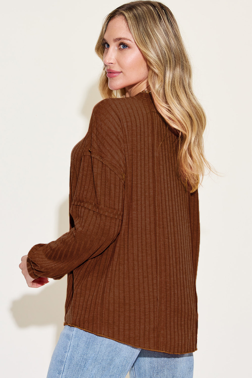 8 Colors! Basic Bae Full Size Ribbed Round Neck Long Sleeve T-Shirt