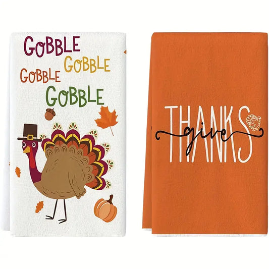 Gobble Gobble Gobble Give Thanks Dish Towel Set