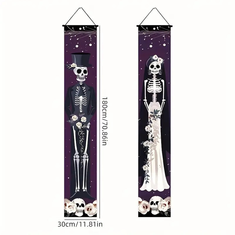 Skeleton Groom and Bride Door Banners